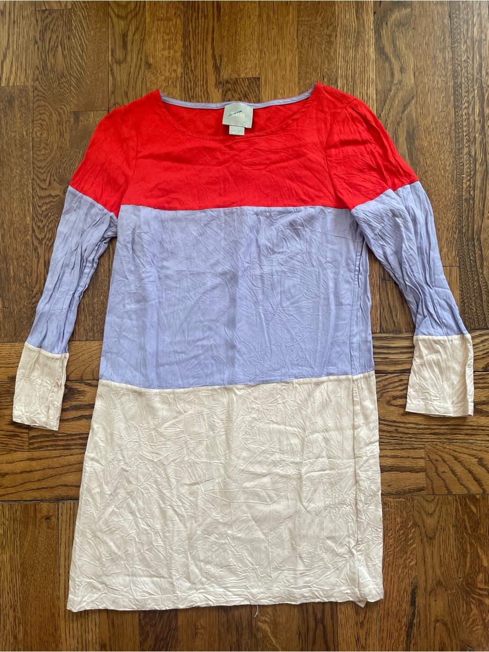 Maeve Three-Tone Colorblock Shift Dress - Red, Lavender, Cream